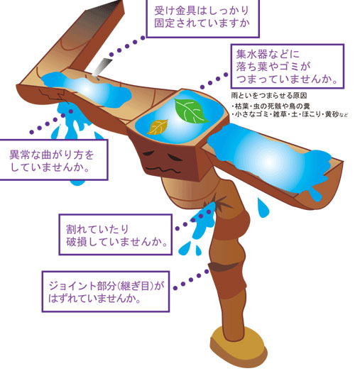 雨といをお掃除して大雨や台風などの大雨時期に備えましょう!